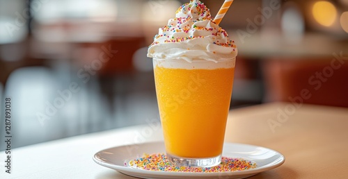 Refreshing Orange Creamsicle Slushy with Whipped Cream and Sprinkles