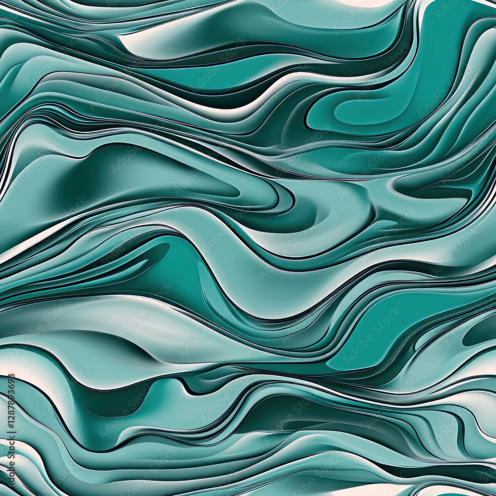 Teal Curves Wavy fluid pattern flows in a layered, abstract design. Gradient, smooth background Teal Curves Wavy fluid pattern flows in a layered, abstract design. Gradient, smooth background