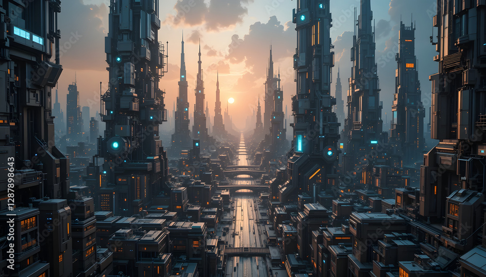 Fototapeta premium ciudad futurista en el horizonte 