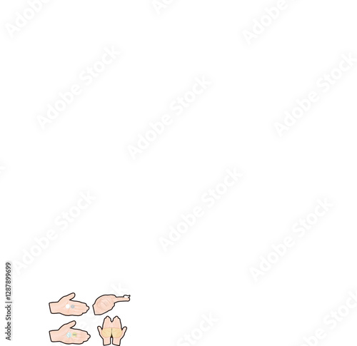 スキンケア薬剤の使用量を表すイラストセット