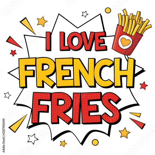 French fries text on white background Generated by Ai.