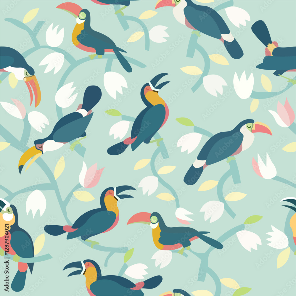 Fototapeta premium Tropical Toucan Pattern