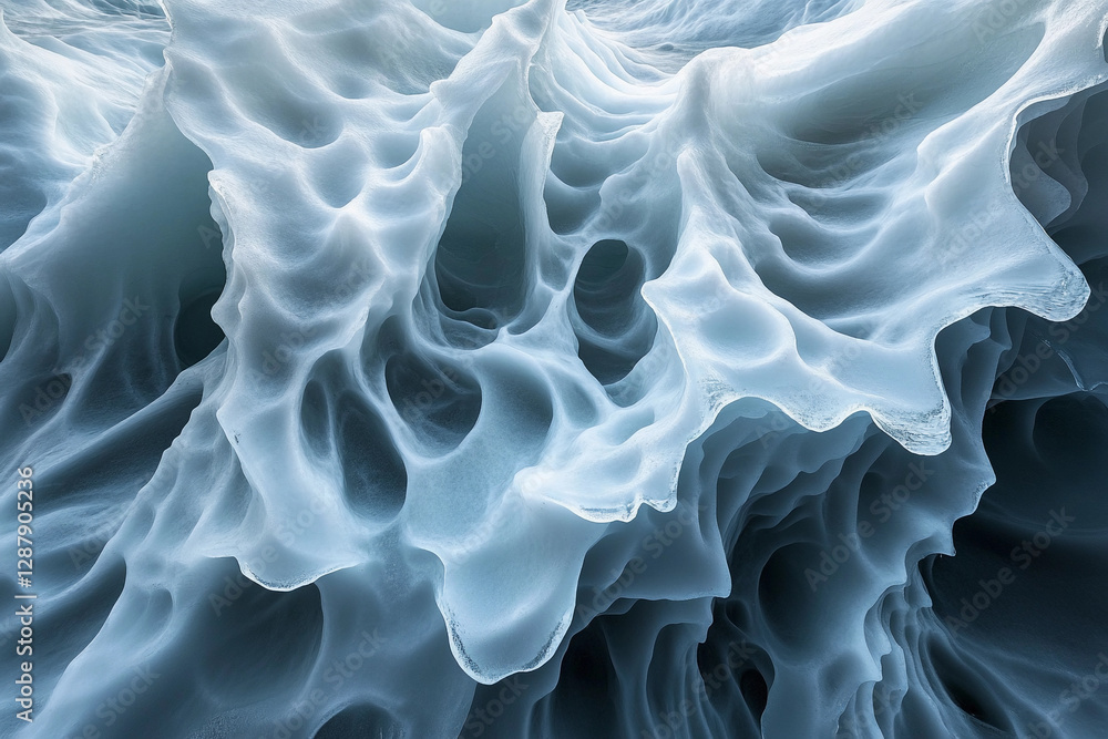 Fototapeta premium Majestic icebergs rise from a vast frozen landscape under a serene sky