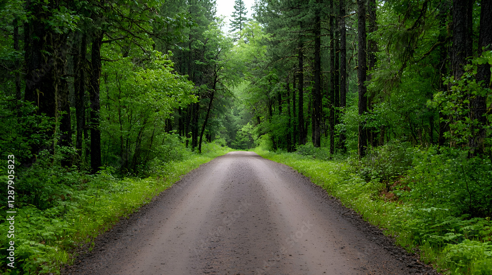 Fototapeta premium Dirt Road Through Lush Green Forest