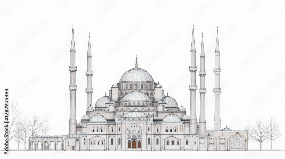 Obraz premium Lineart of the Blue Mosque in Istanbul