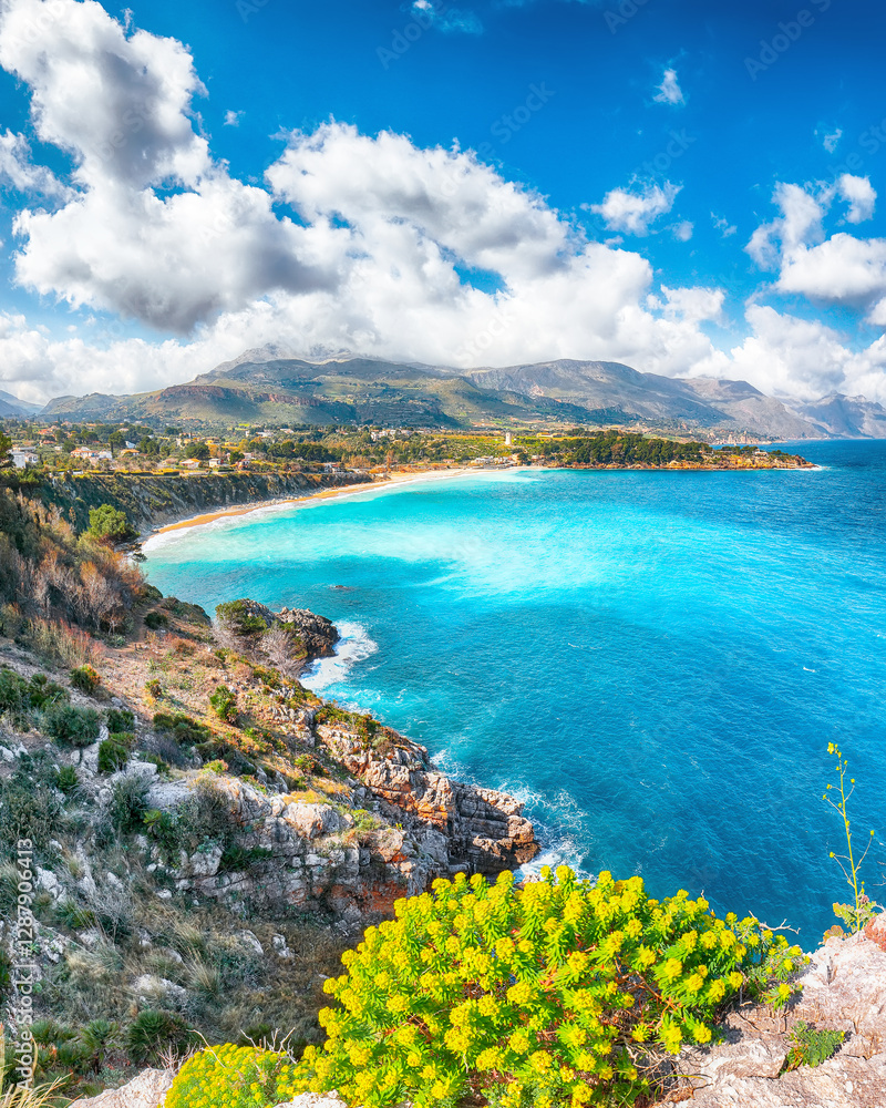 Superb seascape of Guidaloca Beach near Castellammare del Golfo.