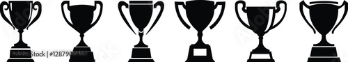 Trophy icon set.first place champion success achievement winner prize signs unique style vector illustration.Winner cup, victory cup icon. Reward symbol sign for web and mobile.