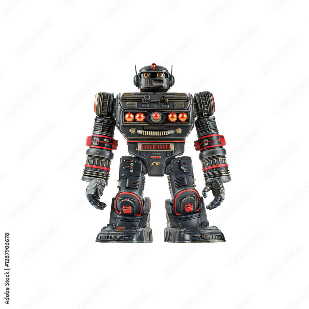 Fototapeta premium Retro Robot Toy with Colorful Lights and Mechanical Design