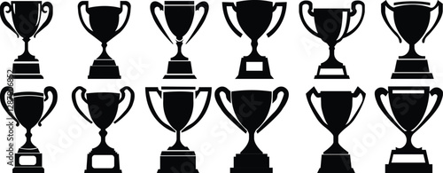 Trophy icon set.first place champion success achievement winner prize signs unique style vector illustration.Winner cup, victory cup icon. Reward symbol sign for web and mobile.