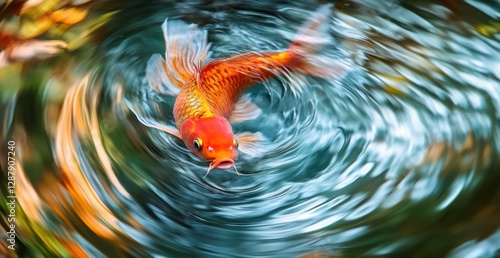 Koi Fish in a Whirlwind of Water: A Stunning Underwater Symphony