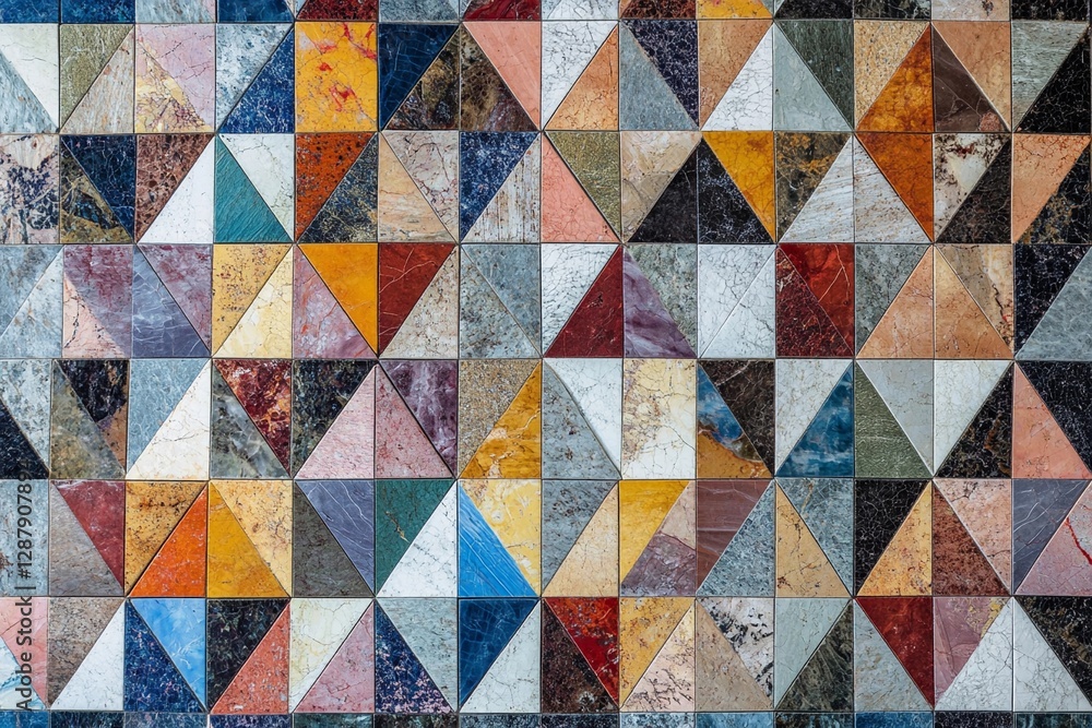 Colorful mosaic pattern featuring diverse geometric shapes in a vibrant design Colorful mosaic pattern featuring diverse geometric shapes in a vibrant design