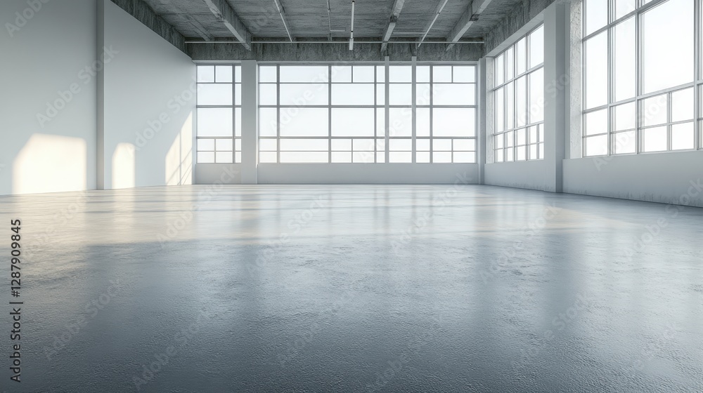 Bright and Spacious Empty Industrial Loft with Large Windows