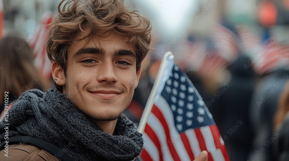 Fototapeta premium A photo of a handsome young man at the parade