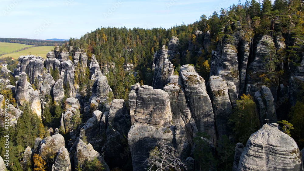 Adrspach rocks view from above Drone landscape Adrspach Czech Republic Adrspach rocks view from above Drone landscape Adrspach Czech Republic