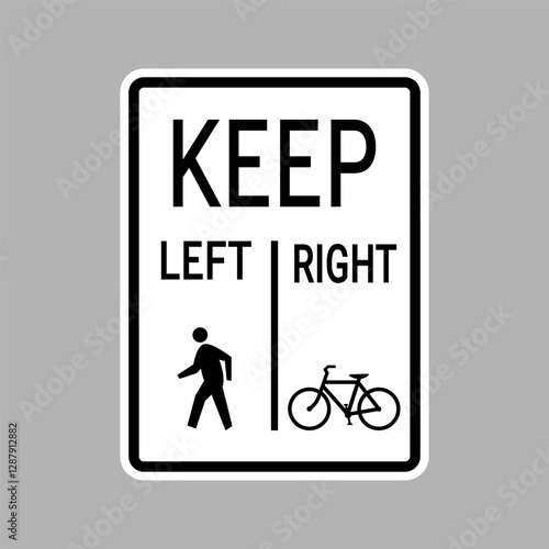 Keep Left Pedestrian Right Bicycle Sign. Vector