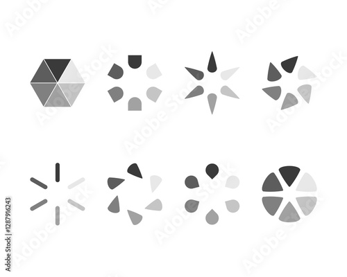 Collection Loading bar status icon. Vector illustration. Set of vector loaded icons. Download progress. Donload or Upload.