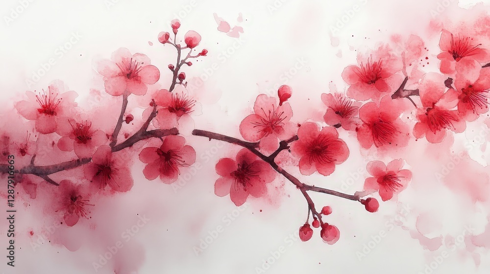 A delicate watercolor illustration of cherry blossom branches in soft pink hues. A delicate watercolor illustration of cherry blossom branches in soft pink hues.
