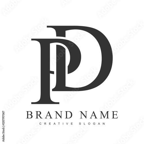 PD trendy logotype template. Initial letter p and d classic font style. Creative logo for company name or identity.