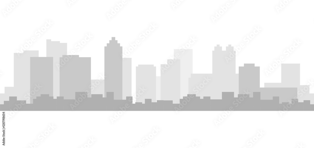 A Beautiful Minimalist City Skyline Depicted in Various Shades of Gray and Monochrome A Beautiful Minimalist City Skyline Depicted in Various Shades of Gray and Monochrome