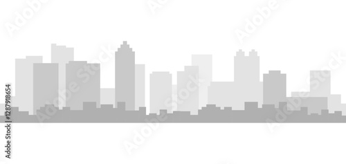 A Beautiful Minimalist City Skyline Depicted in Various Shades of Gray and Monochrome