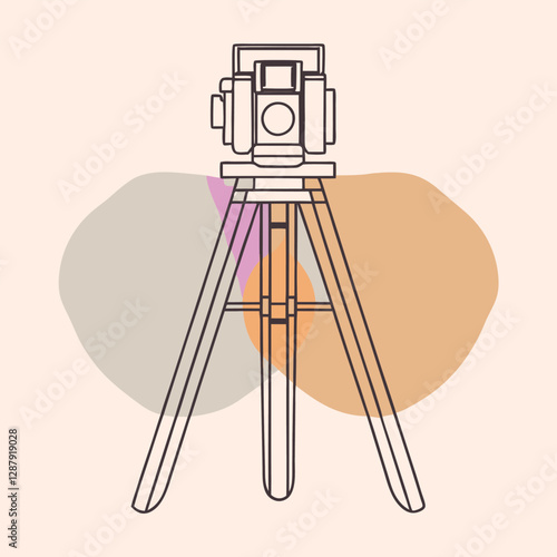 A civil engineer is setting up a theodolite surveying tool, carefully adjusting the instrument 