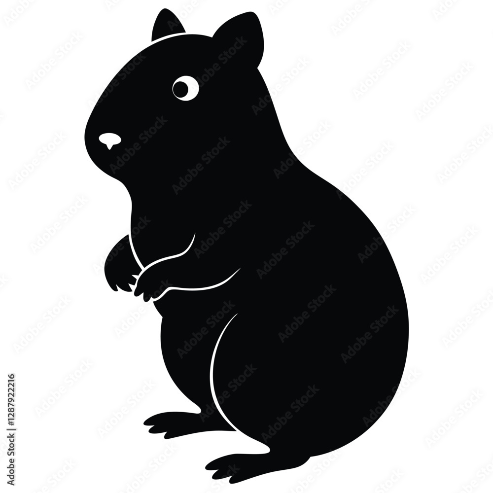 Fototapeta premium A cute hamster silhouette in a playful pose, 