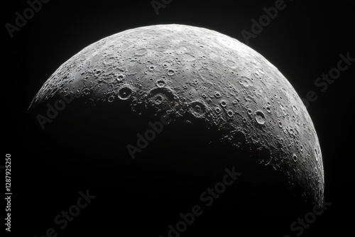 Fototapeta Naklejka Na Ścianę i Meble -  A detailed black and white depiction of the lunar surface