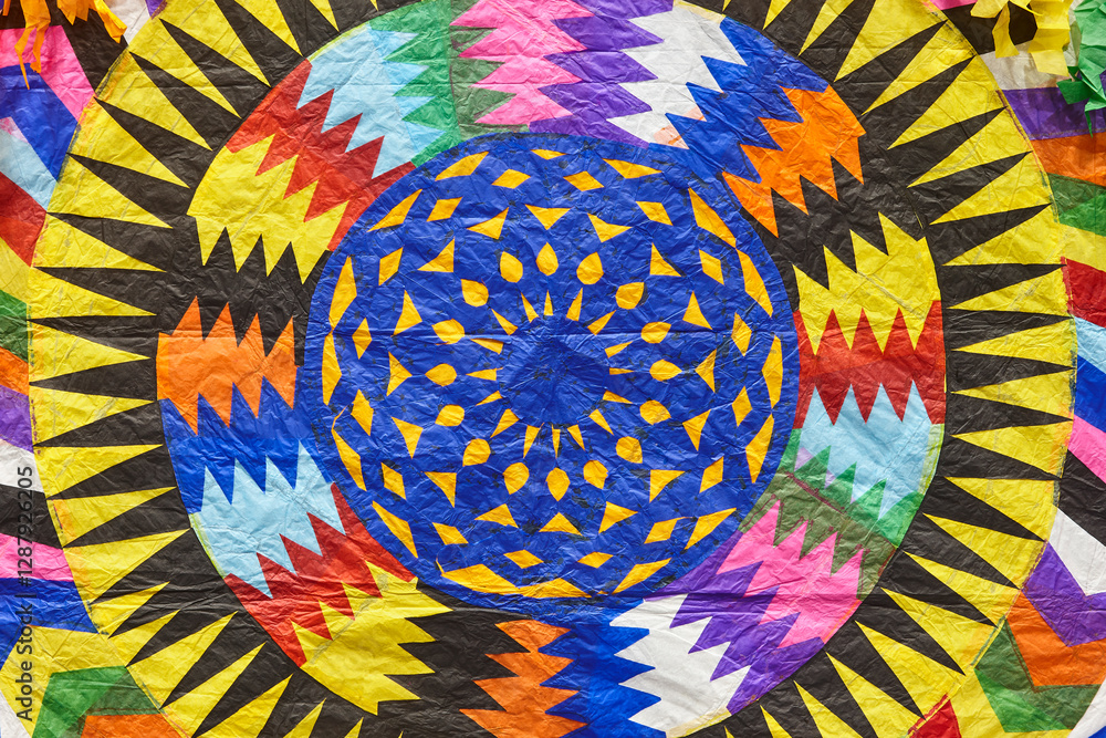 Traditional colorful paper handmade barrilete kite. Handcrafted in Guatemala.