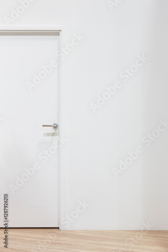 Obraz na płótnie White door and wall. Empty interior. Minimalist apartment. Nobody w salonie