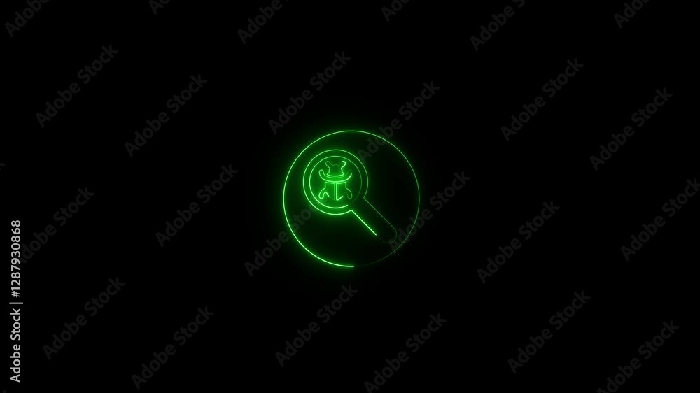 Neon glowing cyber attack icon animation with futuristic hacking effect on black background 4k video Neon glowing cyber attack icon animation with futuristic hacking effect on black background 4k video