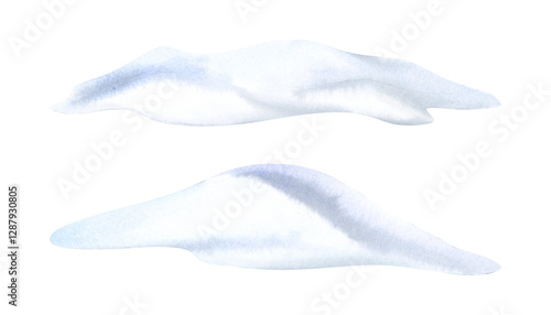 Photos Watercolor snowdrifts illustration set isolated on white