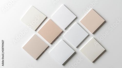 Wallpaper Mural Assorted neutral color paper samples arranged in geometric pattern on white background. Torontodigital.ca