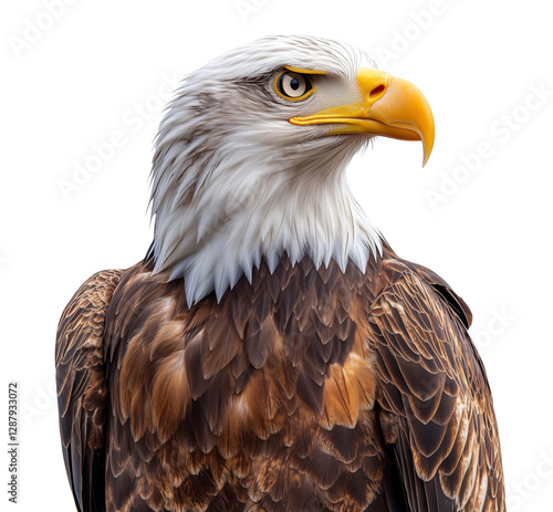 Bald eagle. Bird profile close-up. Symbol of America. Isolated on white and transparent background