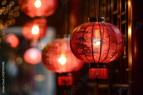 Wallpaper Mural Beautiful holiday composition for happy celebrate chinese festival of lanterns, abstract vivid composition consists of fictional unreal fantastic vision on background Torontodigital.ca