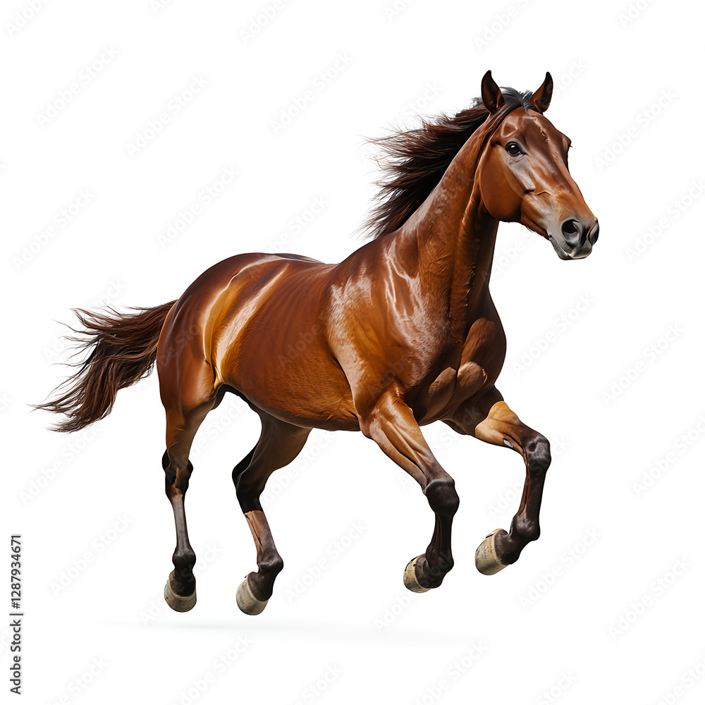 Chestnut Horse Galloping Isolated on White Chestnut Horse Galloping Isolated on White
