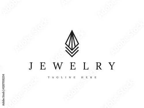 abstract letter V diamond jewelry line logo design