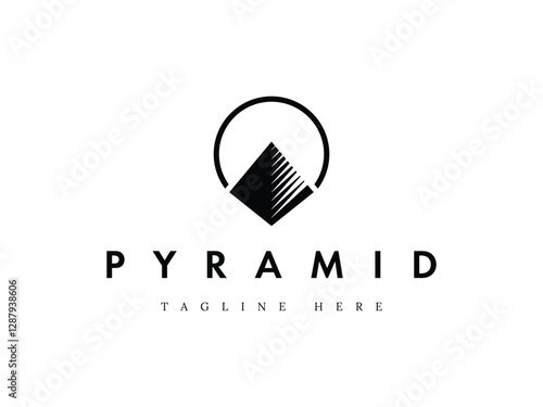 minimal pyramid triangle with sun logo design
