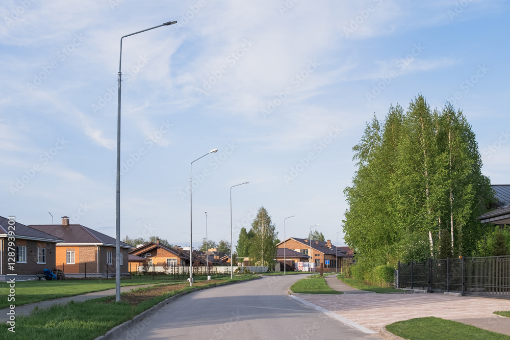 Village houses during the day in summer Village houses during the day in summer