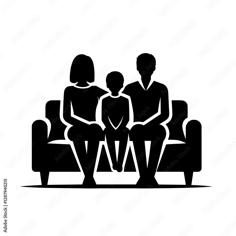 Silhouette of a family sitting on a couch Silhouette of a family sitting on a couch