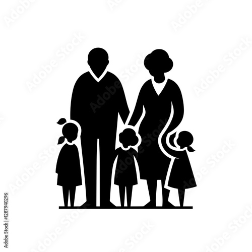 Silhouette of grandparents with grandchildren
