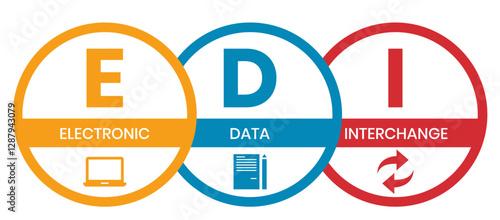 EDI - Electronic Data Interchange acronym. business concept background. vector illustration concept with keywords and icons. lettering illustration with icons for web banner, flyer, landing page