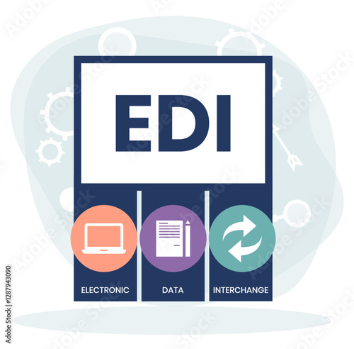 EDI - Electronic Data Interchange acronym. business concept background. vector illustration concept with keywords and icons. lettering illustration with icons for web banner, flyer, landing page