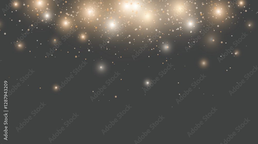 Obraz premium Shining light effect with bright particles. Abstract light particle elements. Glitter dust background vector design