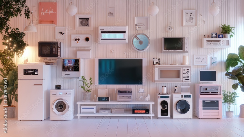 Fototapeta premium Modern Living Room with Stylish Appliances and Home Decor