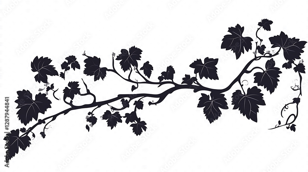 Naklejka premium Silhouetted Grapevine Branch Design