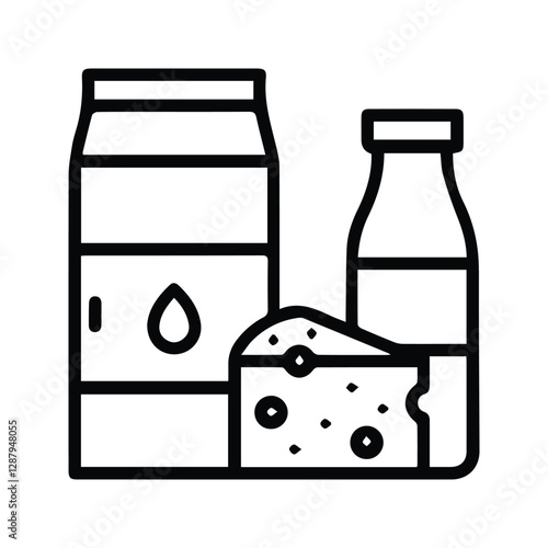 Milk, Cheese, and Yogurt Icons. Illustration of dairy products.