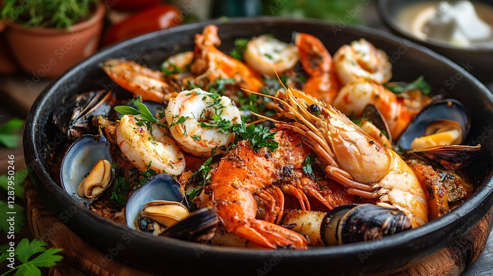 A Delicious and Beautifully Plated Dish of Seafood – Gourmet Culinary Creation A Delicious and Beautifully Plated Dish of Seafood – Gourmet Culinary Creation