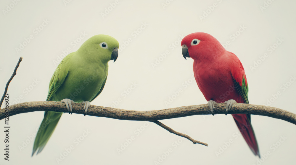 Obraz premium two parrots on a branch