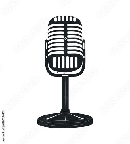 Vector monochrome recorder condenser microphone illustrations

