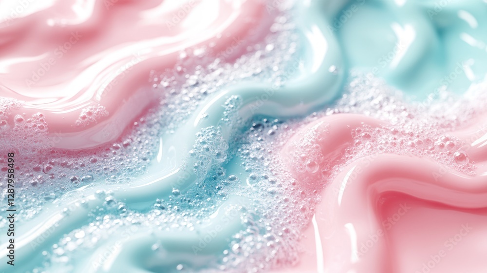 Obraz premium Pastel Pink and Blue Cream Texture with Foam